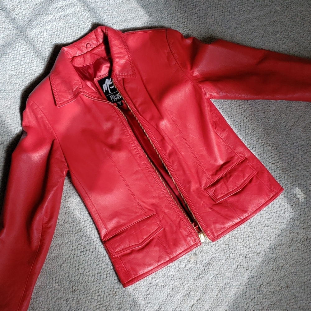 Vintage Women's Red Leather Jacket